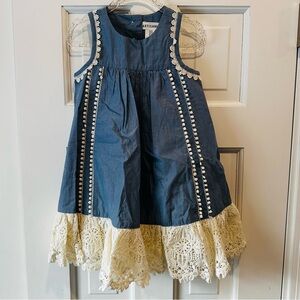 Artisan NY Chambray and Cream Lace Kids Dress